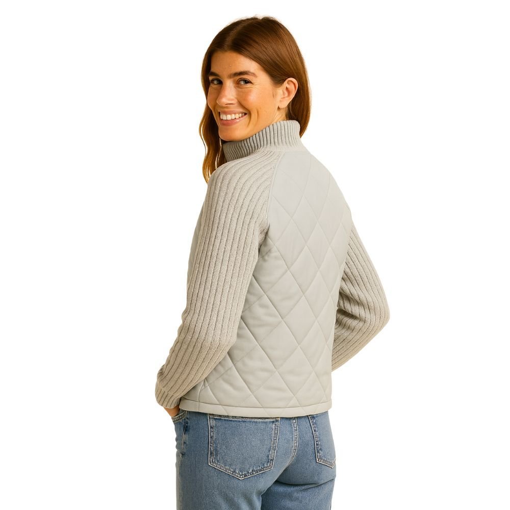 Nala | Cable-Knit Sleeve Quilted Hybrid Jacket