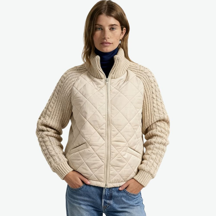 Nala | Cable-Knit Sleeve Quilted Hybrid Jacket
