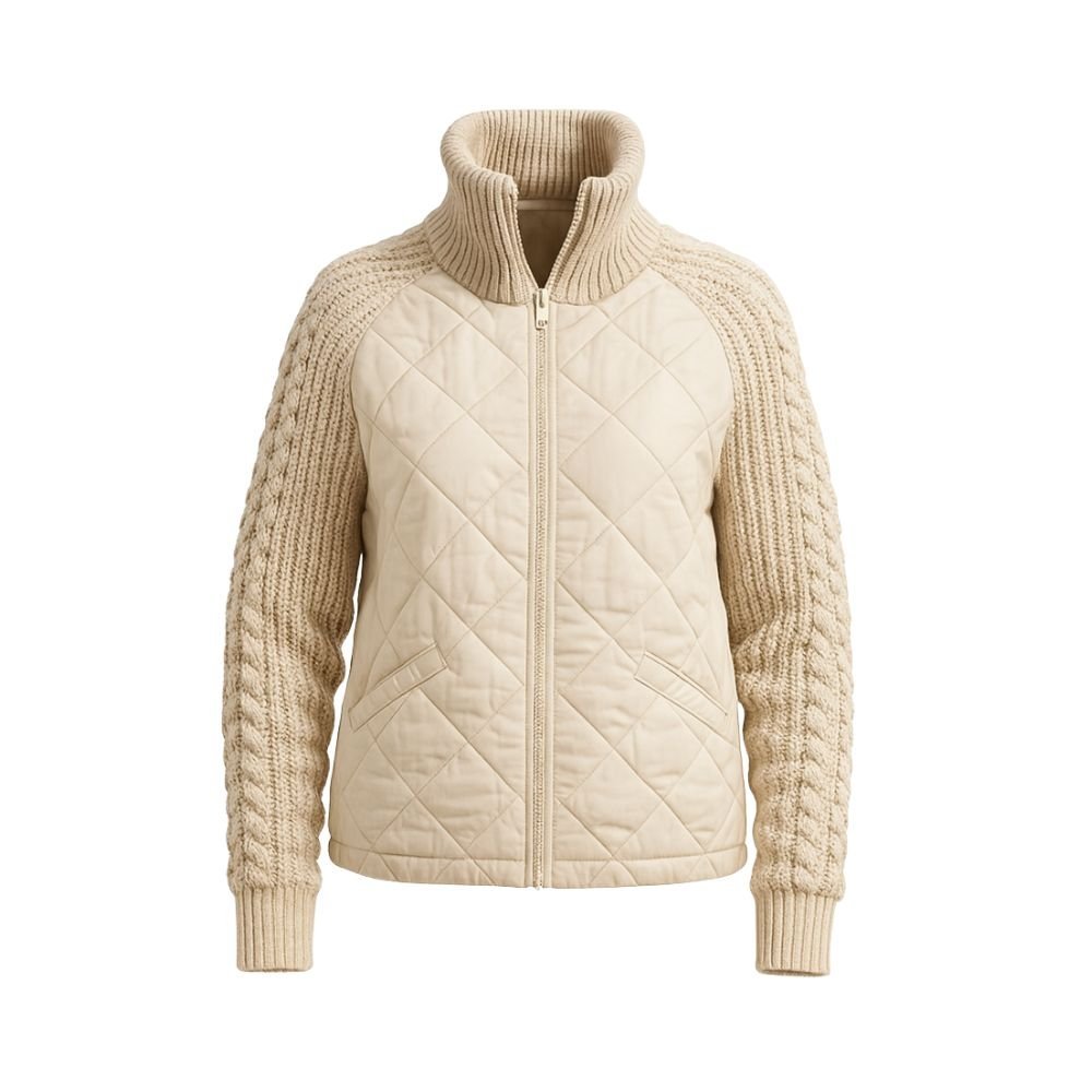 Nala | Cable-Knit Sleeve Quilted Hybrid Jacket