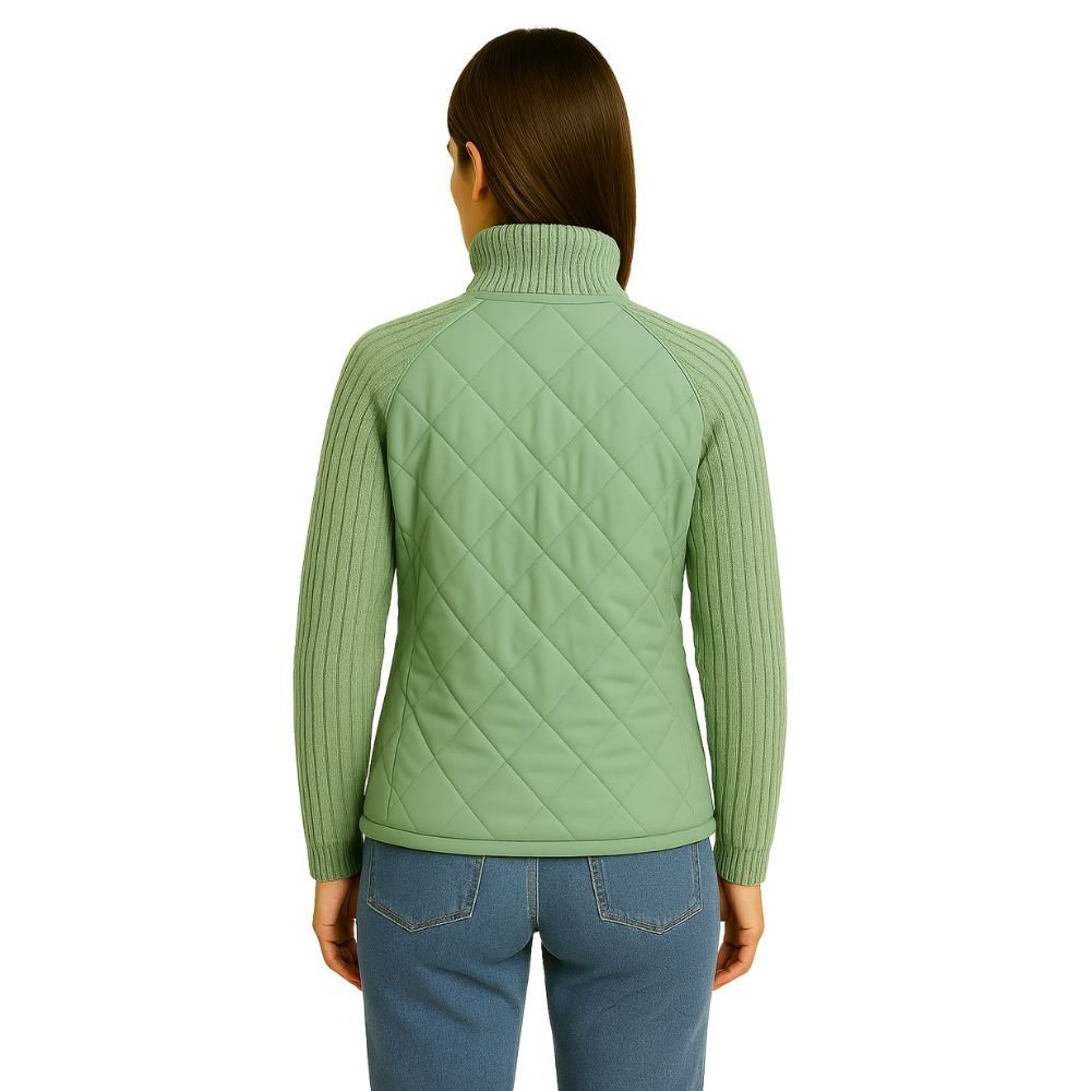 Nala | Cable-Knit Sleeve Quilted Hybrid Jacket