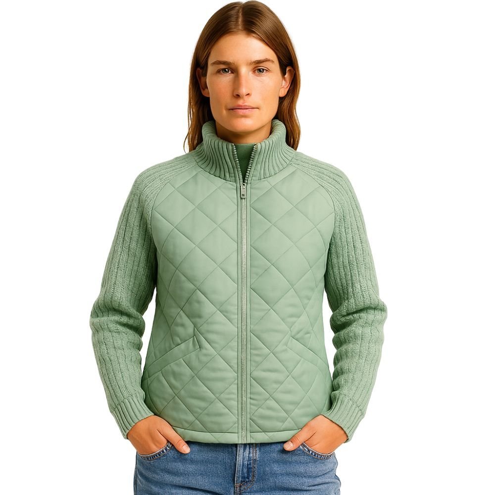 Nala | Cable-Knit Sleeve Quilted Hybrid Jacket