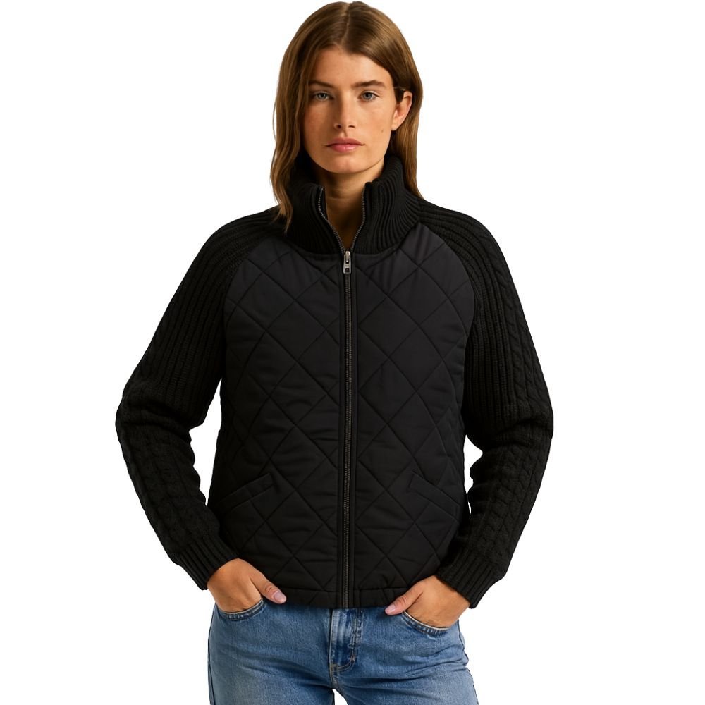 Nala | Cable-Knit Sleeve Quilted Hybrid Jacket