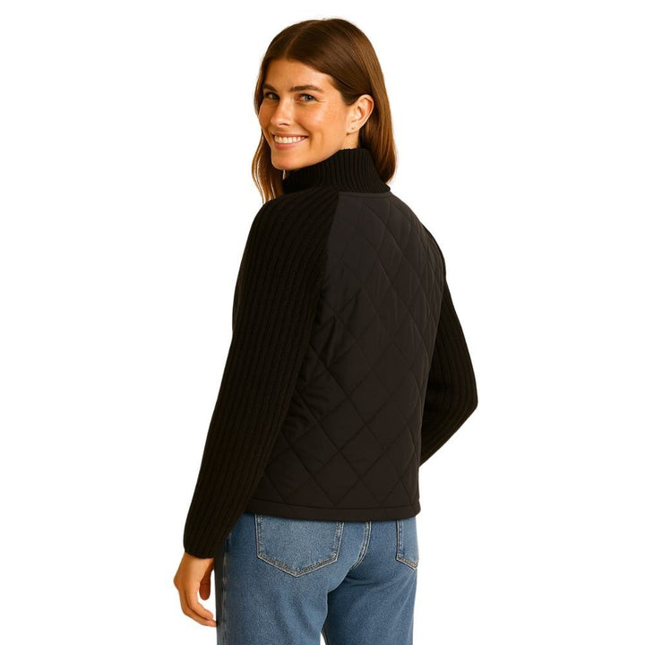 Nala | Cable-Knit Sleeve Quilted Hybrid Jacket