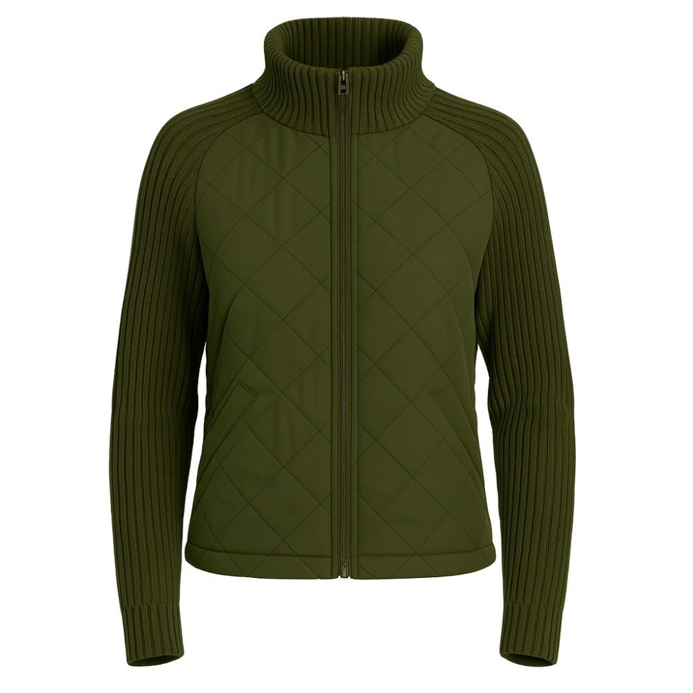 Nala | Cable-Knit Sleeve Quilted Hybrid Jacket