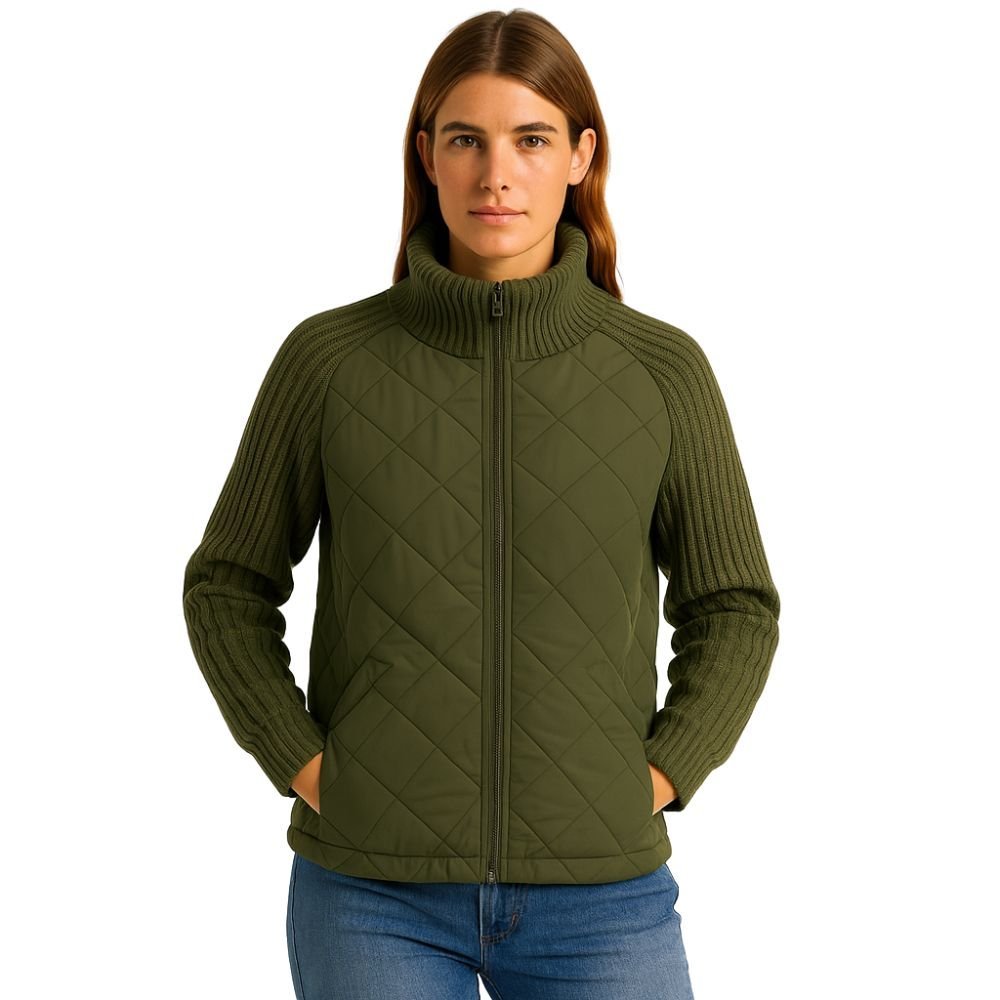 Nala | Cable-Knit Sleeve Quilted Hybrid Jacket