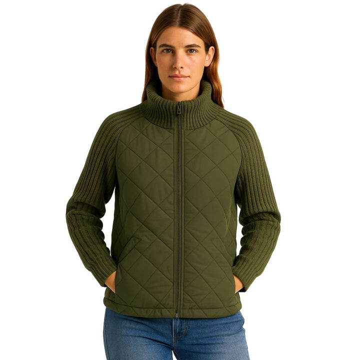 Nala | Cable-Knit Sleeve Quilted Hybrid Jacket