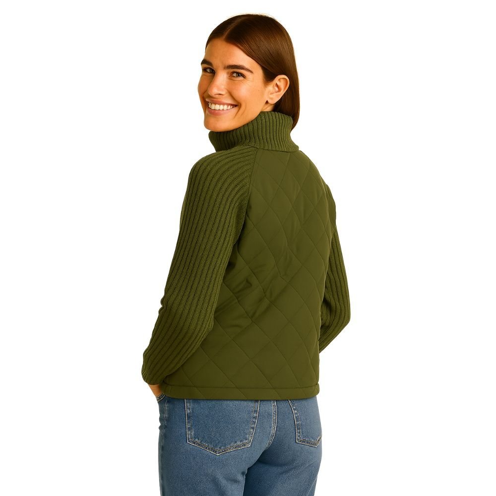 Nala | Cable-Knit Sleeve Quilted Hybrid Jacket