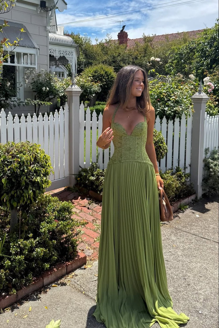 Vivette | Women's Pleated Corset Formal Maxi Dress