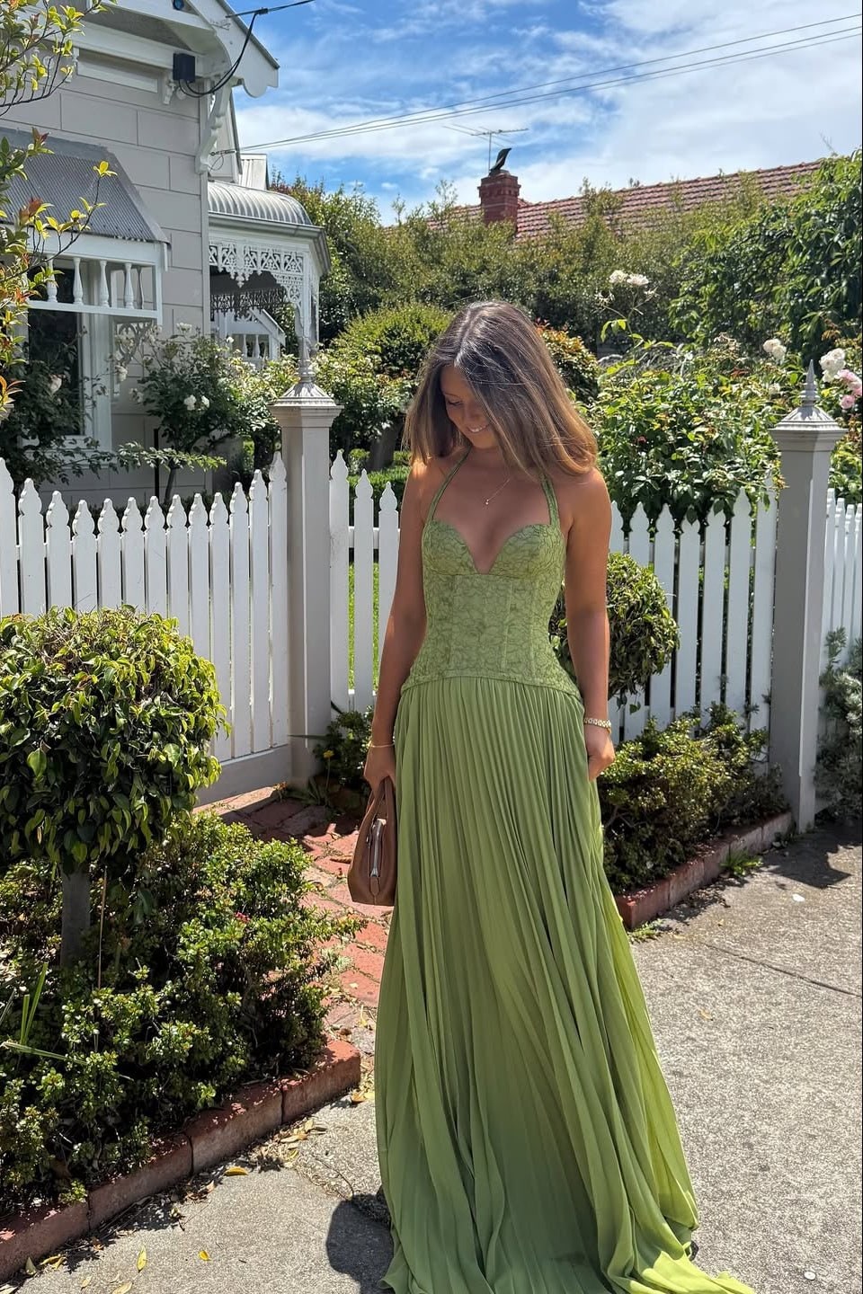 Vivette | Women's Pleated Corset Formal Maxi Dress