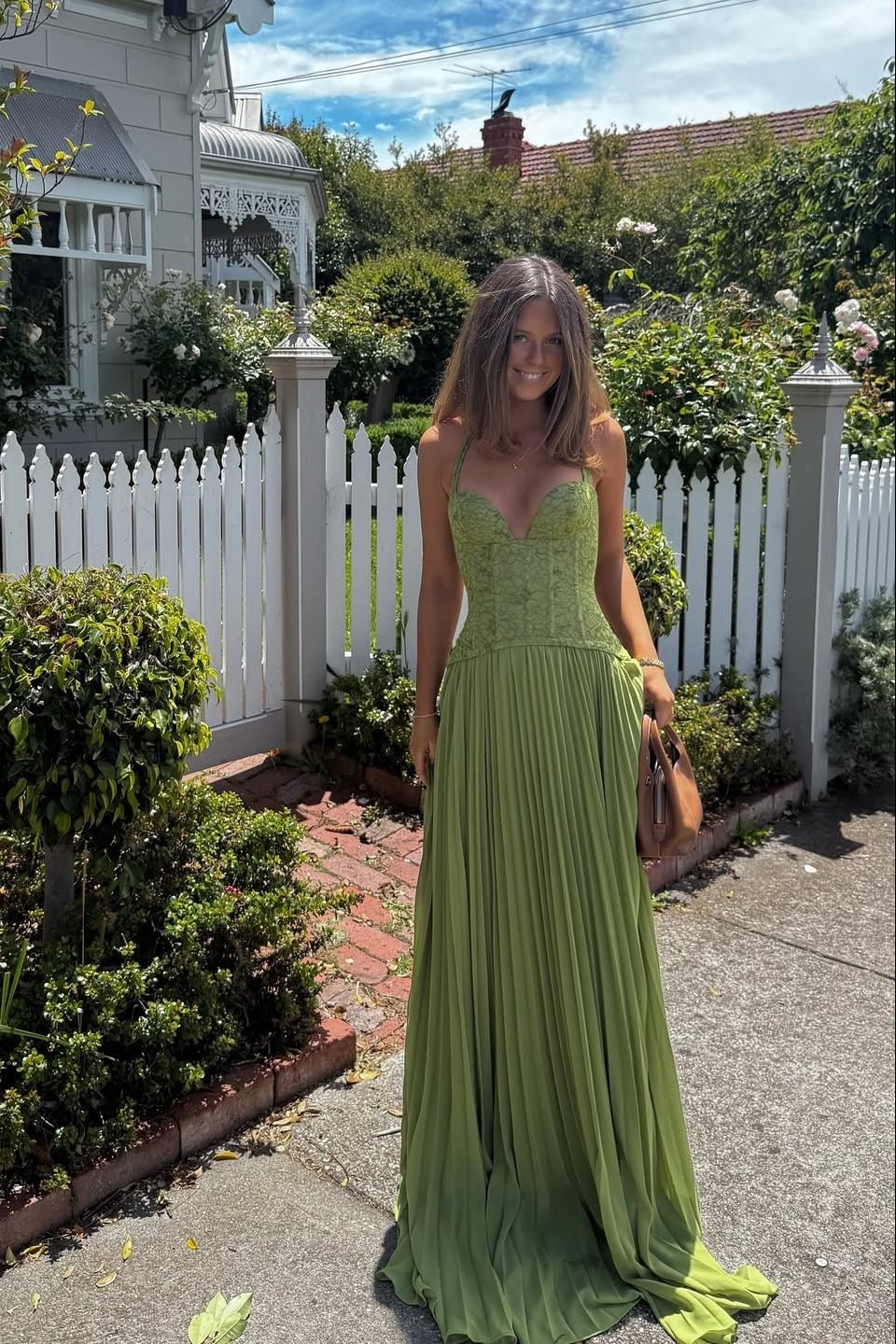 Vivette | Women's Pleated Corset Formal Maxi Dress